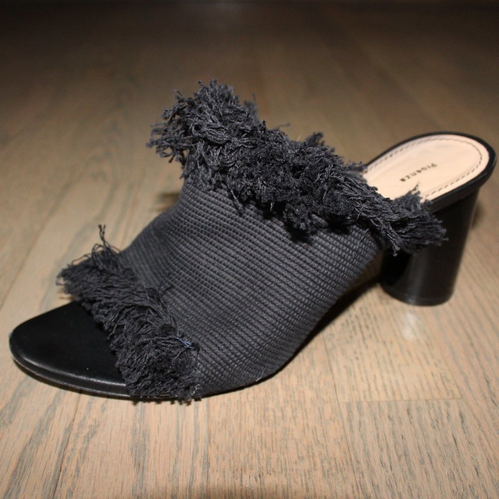 Proenza Schouler round heels black fringe slides  made in Italy